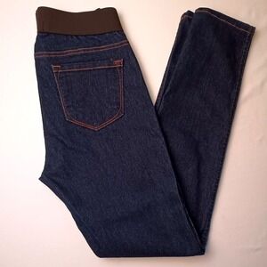 Karen Kane Womens Mid Rise Skinny Leg Dark Wash Jeggings Size 6 Casual Stretch